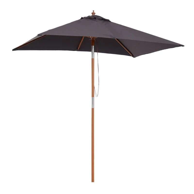 Outsunny 2m X 1.5m Tilt Mechanism Bamboo Wooden Parasol - Deep Grey - 84D-017CG - Image 2