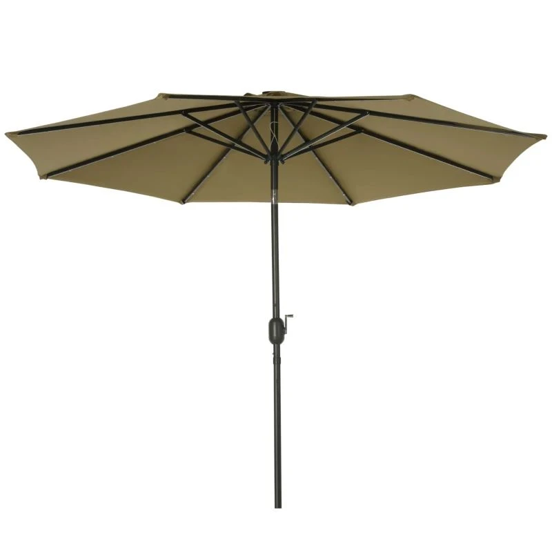 Outsunny 24 LED Solar Powered Parasol Umbrella - Brown - 84D-018BN - Image 7
