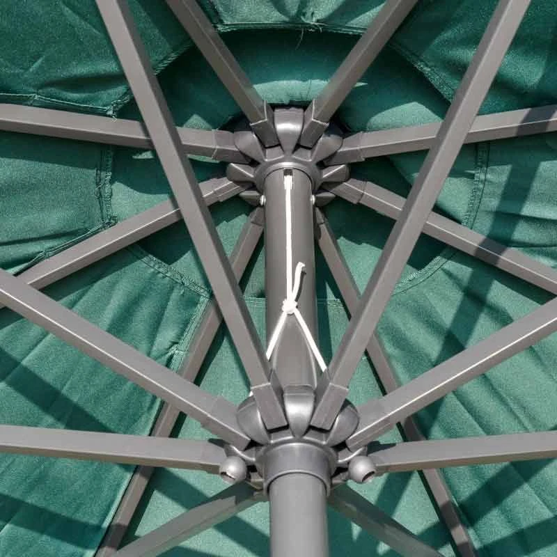 Outsunny 2.7m LED Patio Parasol With Push Button Tilt Crank & 8 Rib - Green - 84D-018GN - Image 9