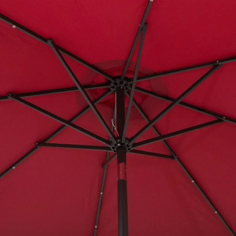 Outsunny 24 LED Solar Powered Parasol Umbrella - Wine Red - 84D-018WR - Image 4