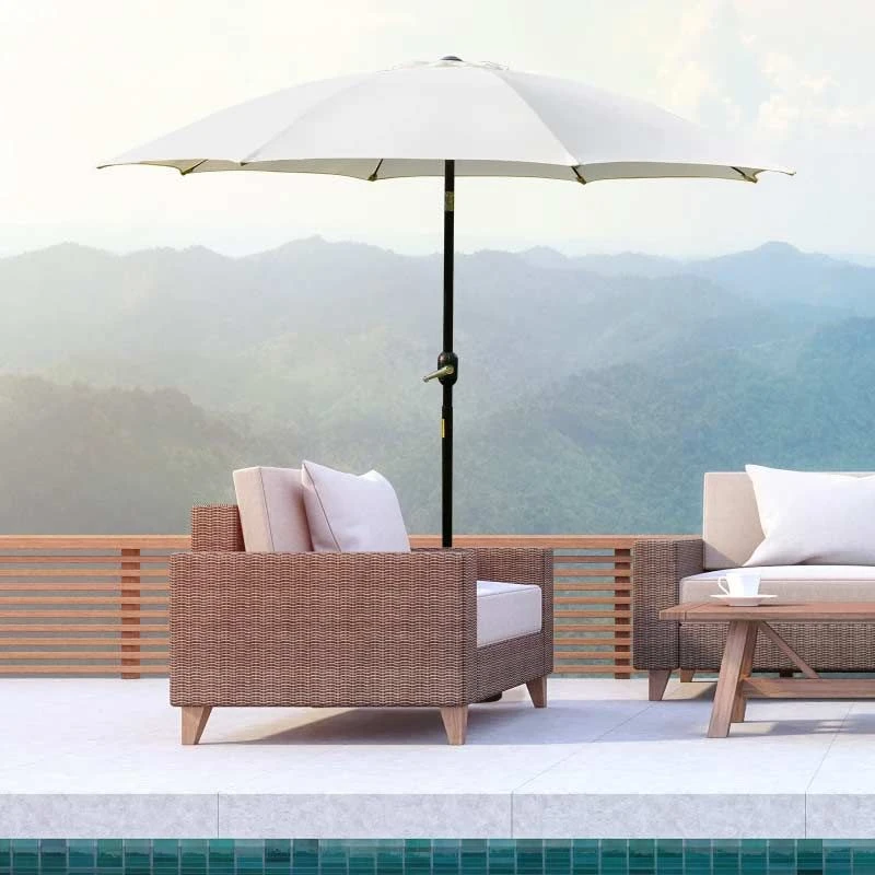 Outsunny 2.6m Umbrella Parasol - Cream White - 84D-023CW