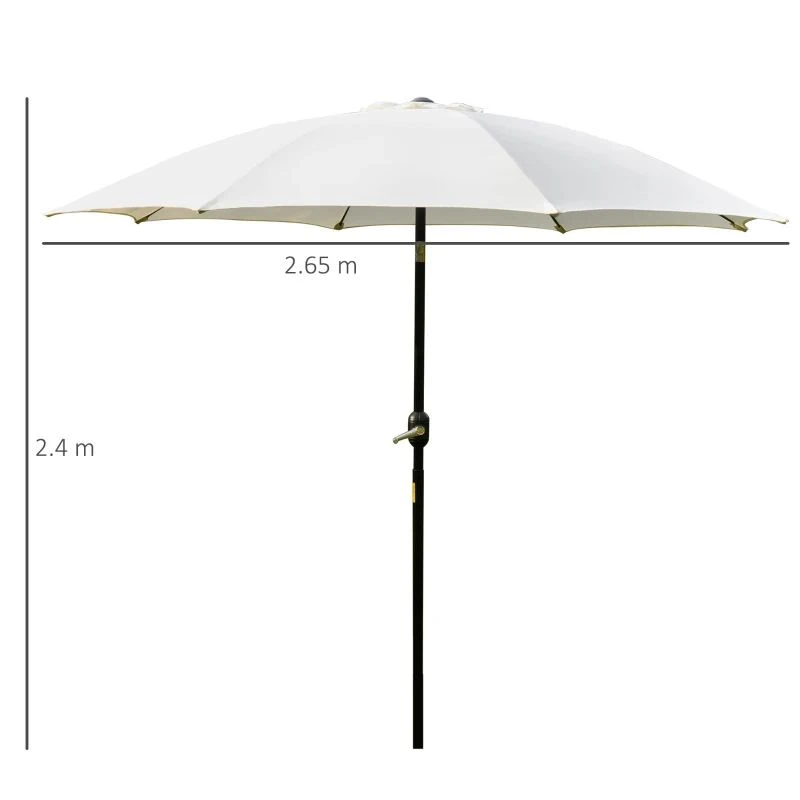 Outsunny 2.6m Umbrella Parasol - Cream White - 84D-023CW - Image 9