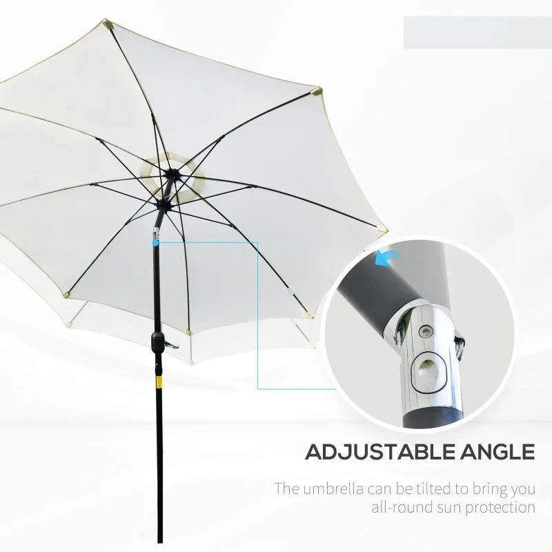 Outsunny 2.6m Umbrella Parasol - Cream White - 84D-023CW - Image 8