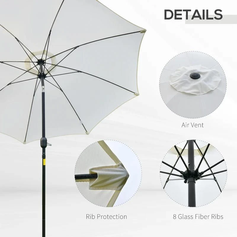 Outsunny 2.6m Umbrella Parasol - Cream White - 84D-023CW - Image 6