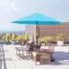 Outsunny 2.6m Tilt Patio Parasol With Crank 8 Ribs - Blue - 84D-023V00BU