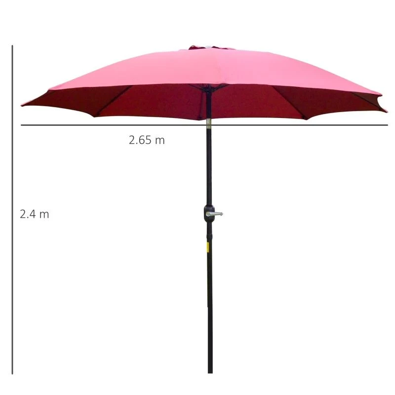 Outsunny 2.6m Umbrella Parasol - Red - 84D-023WR - Image 9