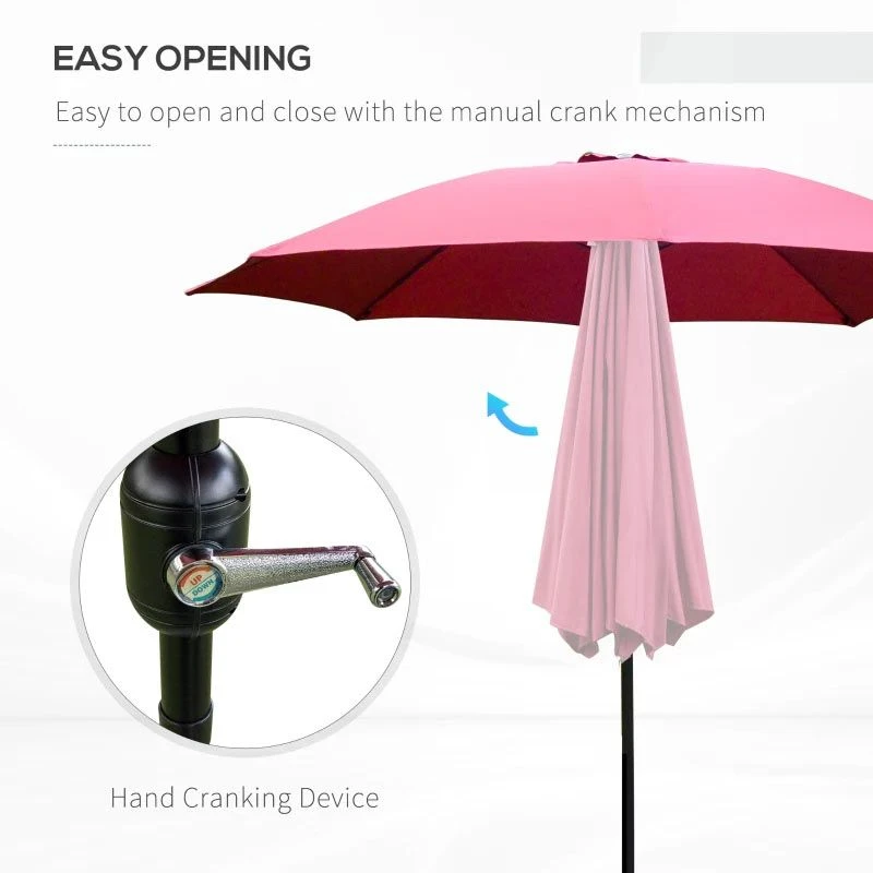 Outsunny 2.6m Umbrella Parasol - Red - 84D-023WR - Image 7