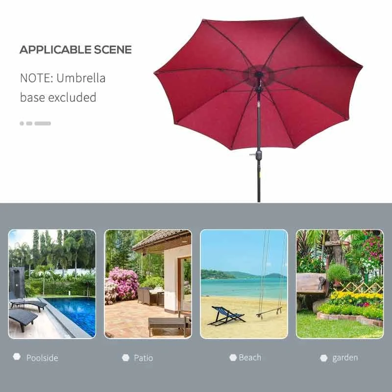 Outsunny 2.6m Umbrella Parasol - Red - 84D-023WR - Image 5