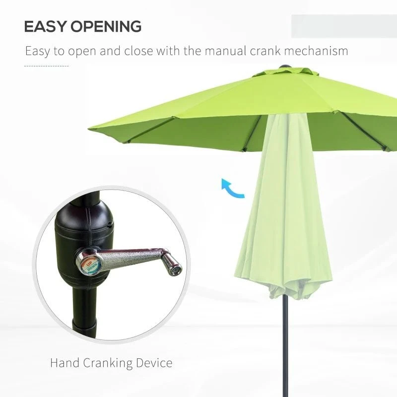 Outsunny 2.7m Tilt Patio Parasol - Light Green - 84D-023YG - Image 9