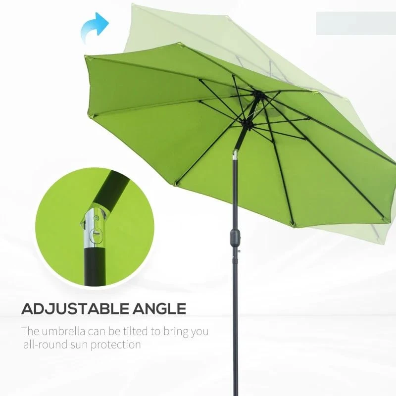 Outsunny 2.7m Tilt Patio Parasol - Light Green - 84D-023YG - Image 8