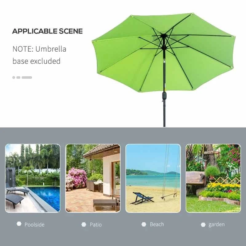 Outsunny 2.7m Tilt Patio Parasol - Light Green - 84D-023YG - Image 6
