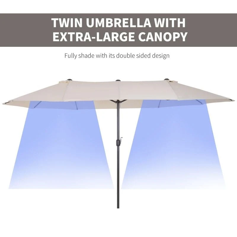 Outsunny 4.6m Double-Sided Parasol - Beige - 84D-030V01CW - Image 9