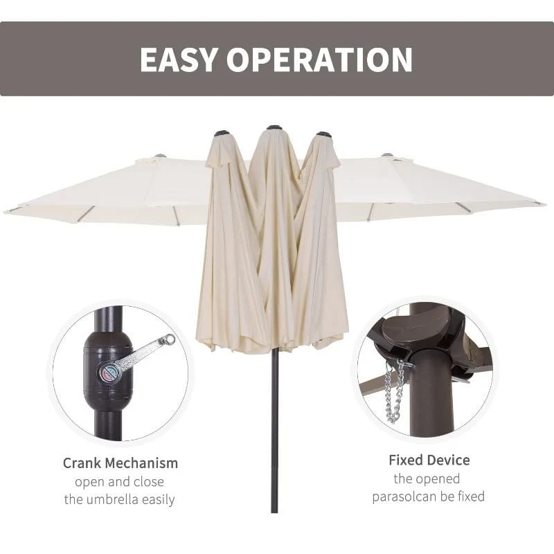 Outsunny 4.6m Double-Sided Parasol - Beige - 84D-030V01CW - Image 8