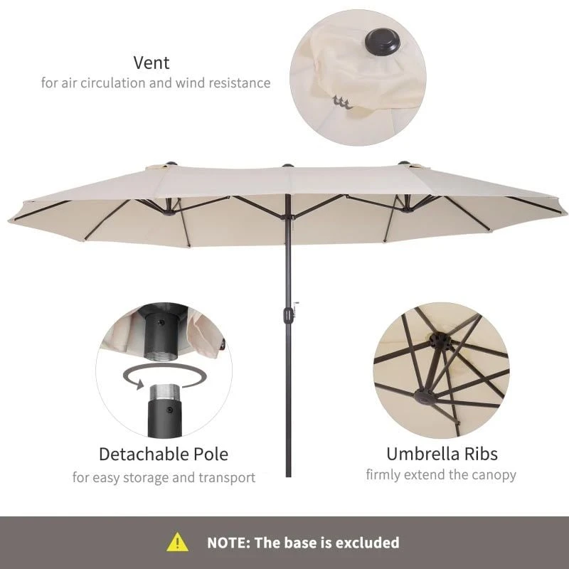 Outsunny 4.6m Double-Sided Parasol - Beige - 84D-030V01CW - Image 7