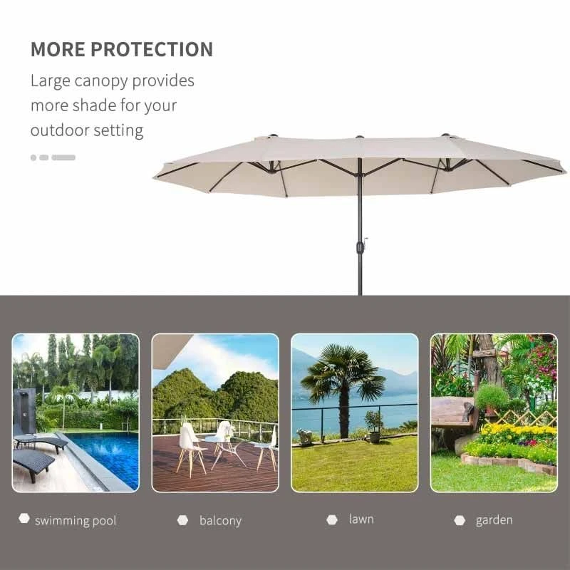 Outsunny 4.6m Double-Sided Parasol - Beige - 84D-030V01CW - Image 6