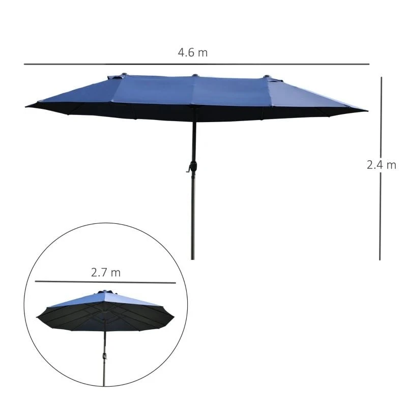 Outsunny 4.6m Double-Sided Parasol - Green - 84D-031V01 - Image 2