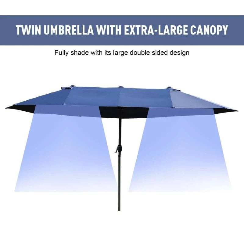 Outsunny Double-Sided Parasol 2.7x4.6Wx2.4Hm - Blue - 84D-031V01BU - Image 10