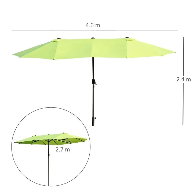 Outsunny Double-Sided Parasol 2.7x4.6Wx2.4Hm - Green - 84D-031V01GN - Image 10