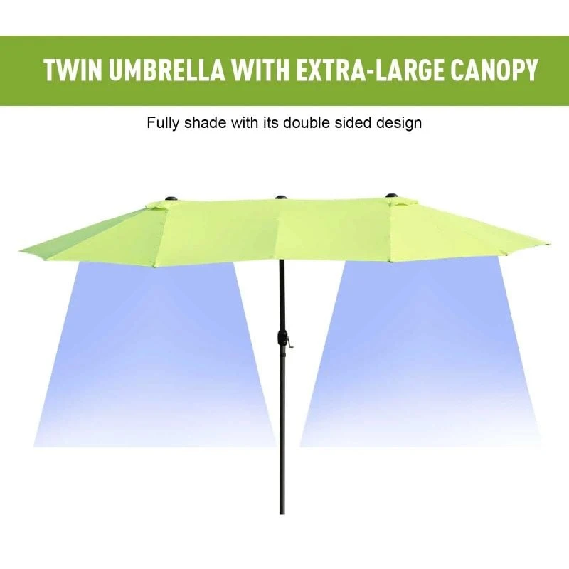 Outsunny Double-Sided Parasol 2.7x4.6Wx2.4Hm - Green - 84D-031V01GN - Image 9