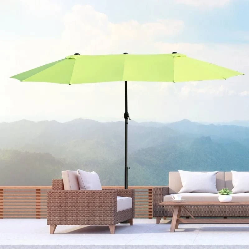 Outsunny Double-Sided Parasol 2.7x4.6Wx2.4Hm - Green - 84D-031V01GN - Image 3