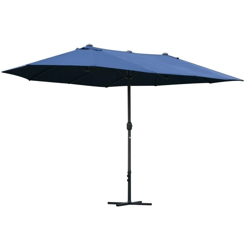 Outsunny 4.6m Double-Sided Crank Sun Shade With Cross Base - Dark Blue - 84D-031V02BU - Image 2