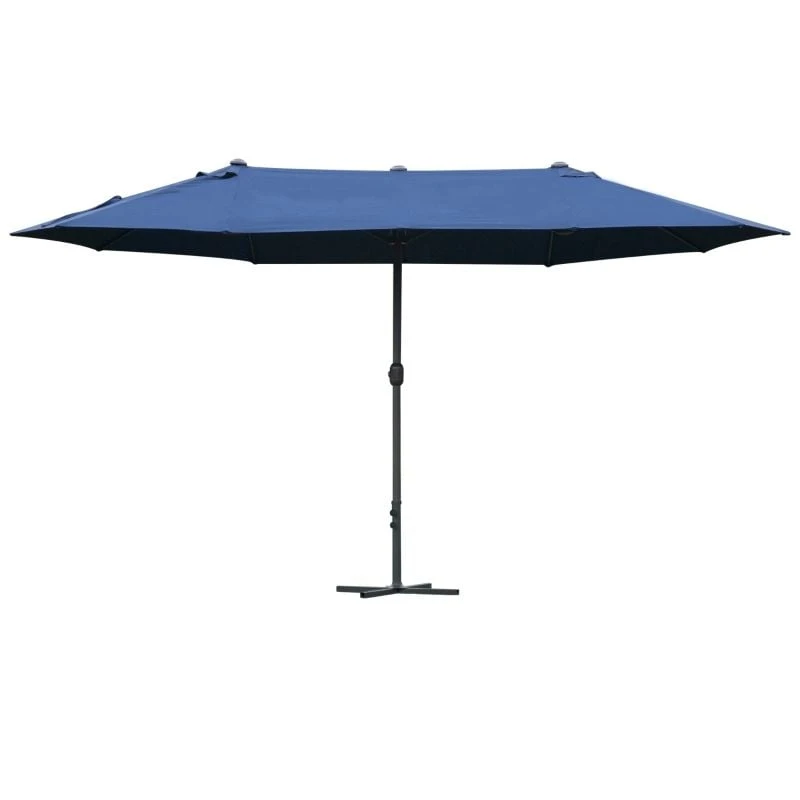 Outsunny 4.6m Double-Sided Crank Sun Shade With Cross Base - Dark Blue - 84D-031V02BU - Image 10