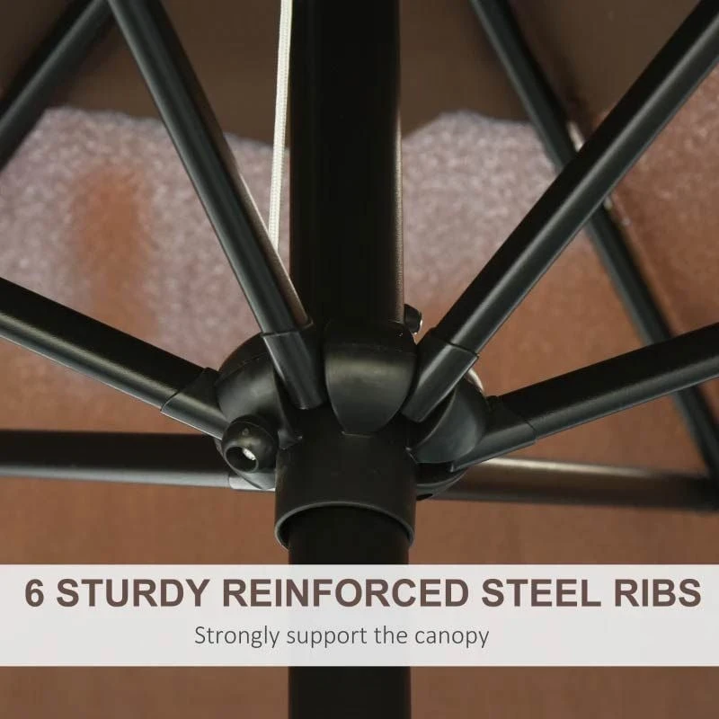 Outsunny 2.7m Patio Parasol With Tilt Crank - Coffee - 84D-032CF - Image 5