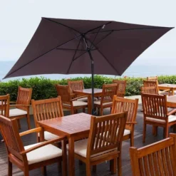 Outsunny Patio Umbrella Parasol With Tilt Crank - Brown - 84D-036