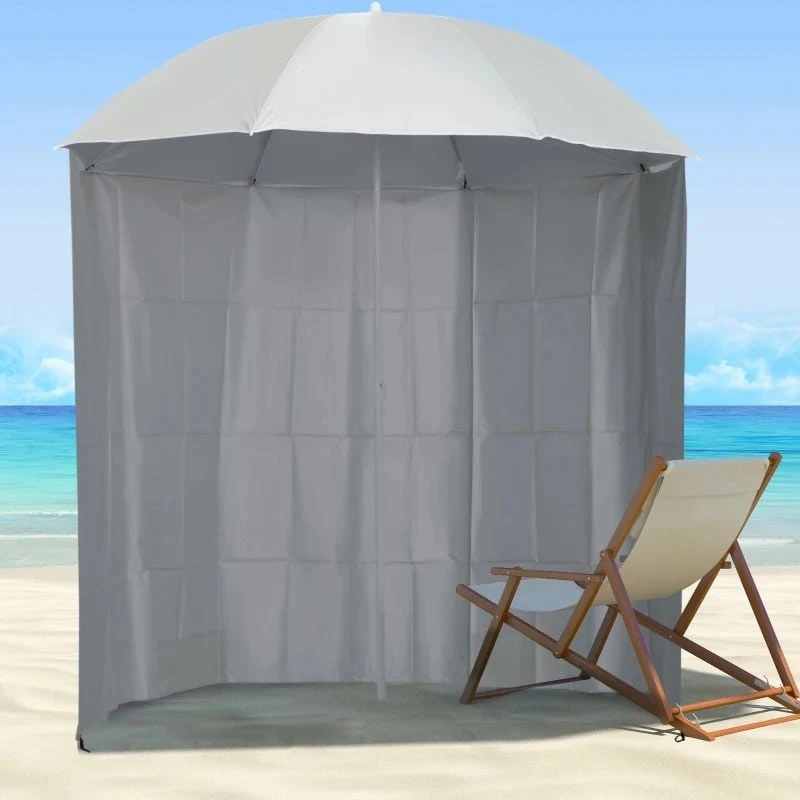 Outsunny 2.2m Fishing Umbrella Parasol With Side - Cream White - 84D-038CW - Image 9