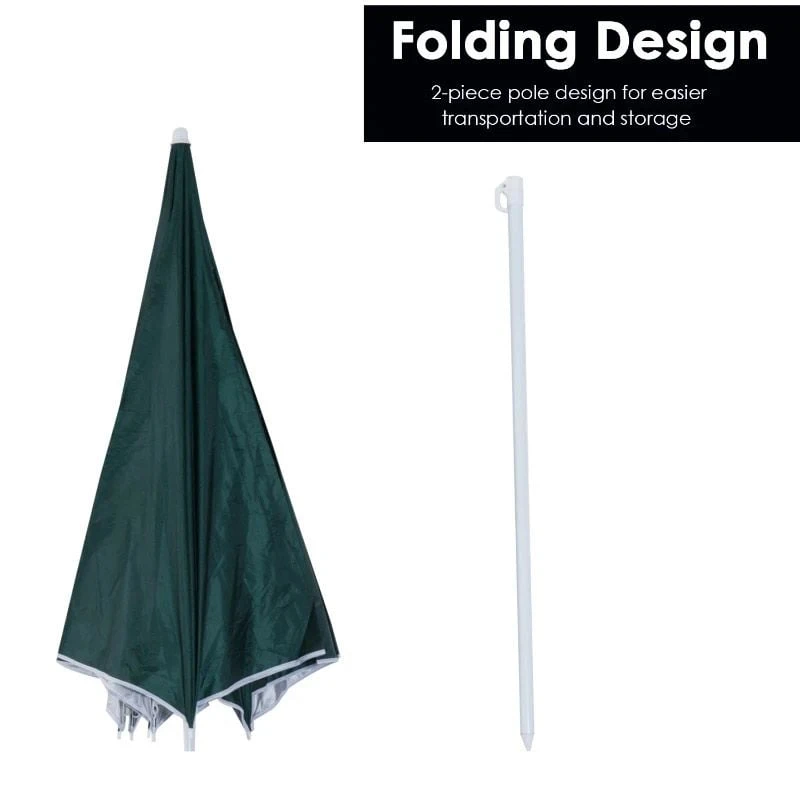 Outsunny 2.2m Fishing Umbrella Parasol With Side - Dark Green - 84D-038GN - Image 7