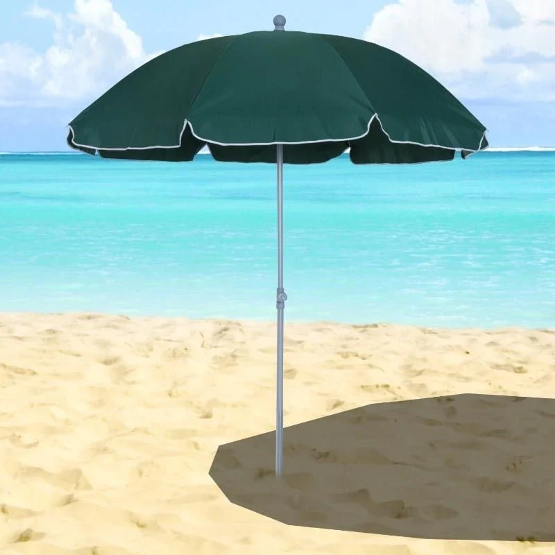 Outsunny Beach Umbrella Parasol 2.2m - Dark Green - 84D-039GN - Image 4