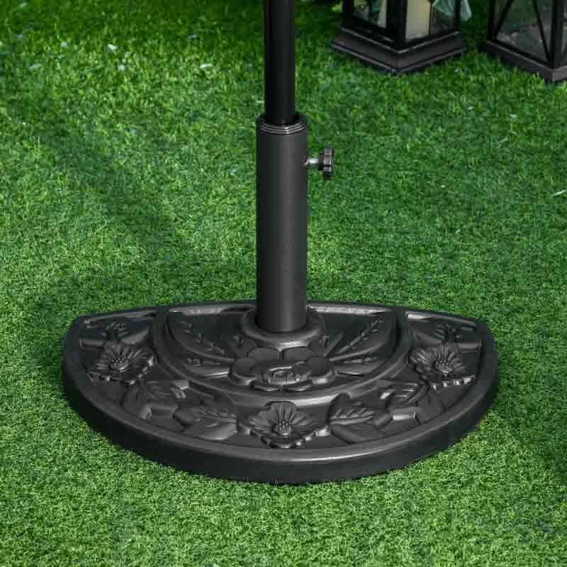 Outsunny Half Round Parasol Base 50x32Dx32Hcm - Black - 84D-043 - Image 10