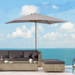 Outsunny Wooden Parasol - Light Grey - 84D-057GY