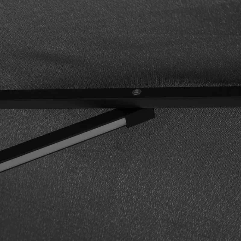 Outsunny 3m LED Banana Cantilever Parasol With Crank Cross Base - Black - 84D-066BK - Image 4