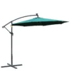 Outsunny 3m LED Patio Banana Umbrella Cantilever Parasol With Crank Cross Base - Green - 84D-066GN