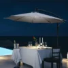 Outsunny 2.95m LED Patio Banana Umbrella Cantilever Parasol With Crank Cross Base - Grey - 84D-066GY