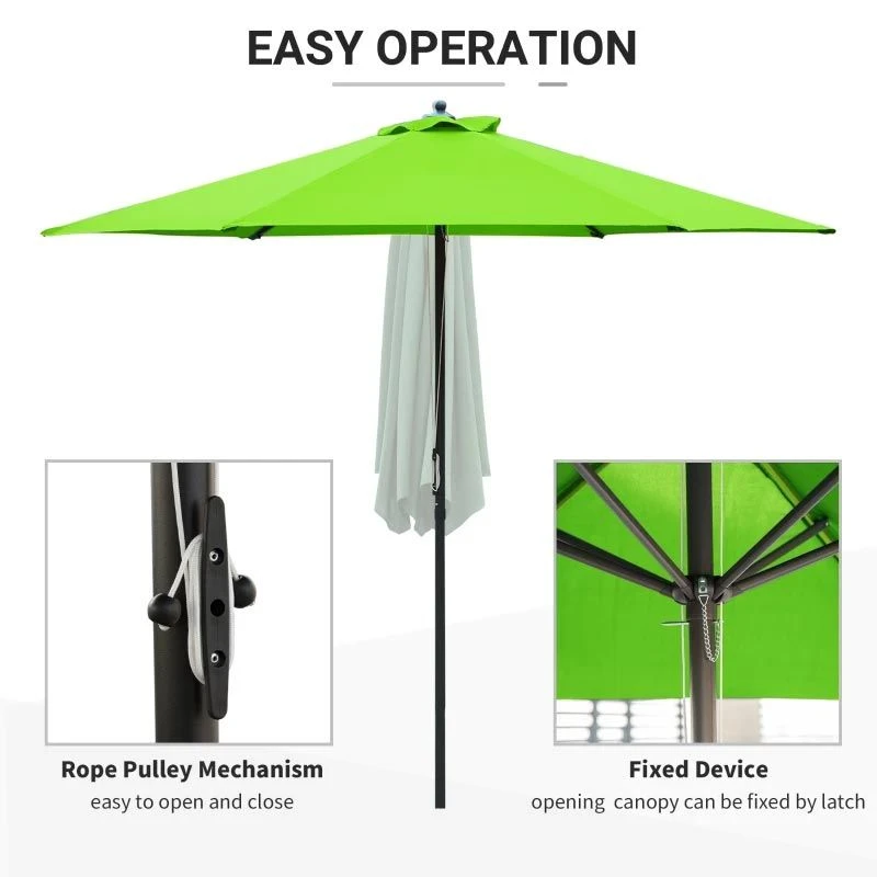 Outsunny 2.8m Patio Sun Parasol With 6 Ribs - Green - 84D-067GN - Image 7