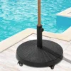 Outsunny Resin Patio Parasol Base Umbrella Stand With Wheels - Black - 84D-068