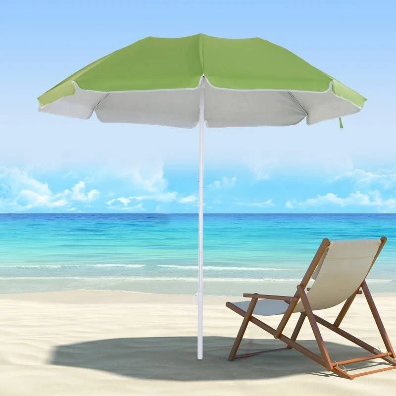 Outsunny 1.7m X 2m Tilted Steel Frame Beach Parasol - Green - 84D-069GN - Image 10
