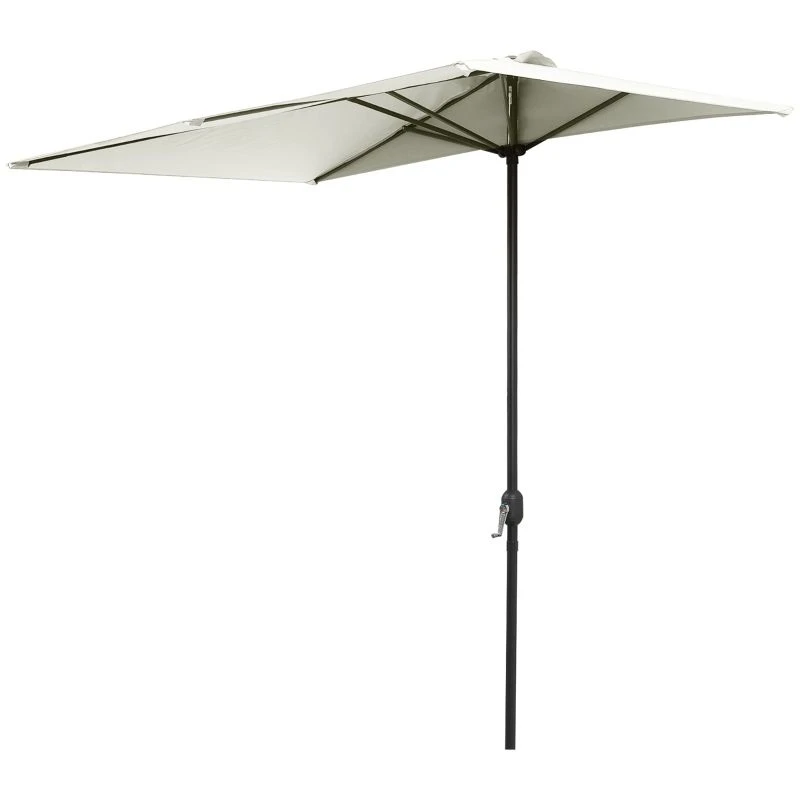 Outsunny 2.3m Half Steel Frame Outdoor Parasol - Beige - 84D-074BG - Image 2