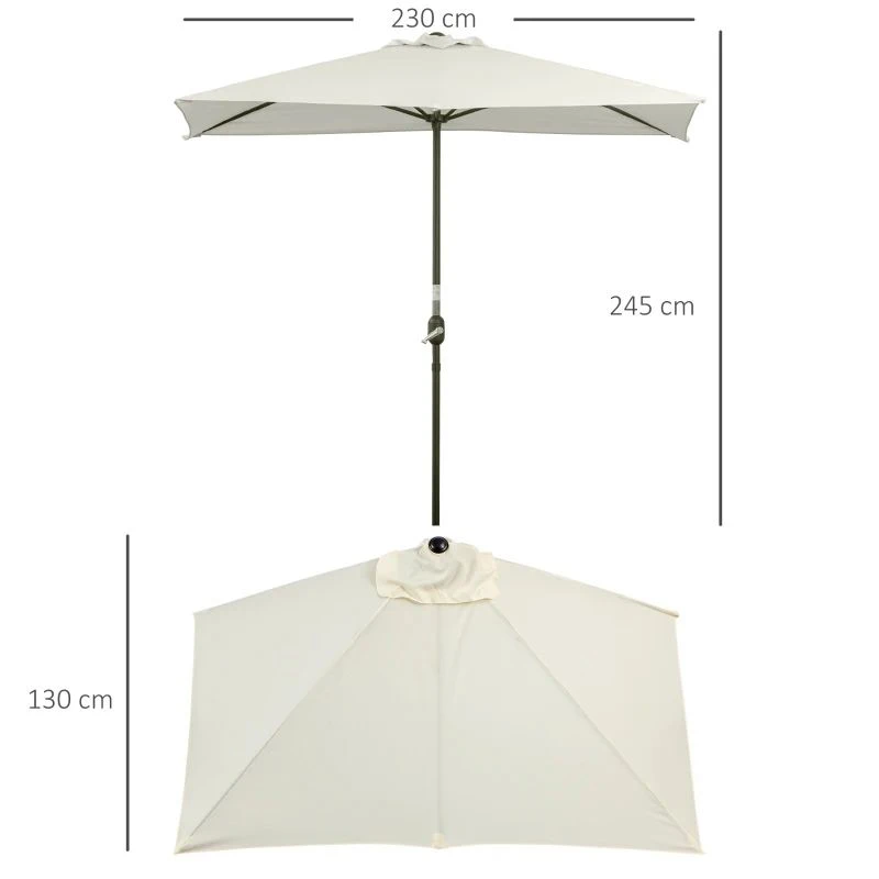 Outsunny 2.3m Half Steel Frame Outdoor Parasol - Beige - 84D-074BG - Image 9