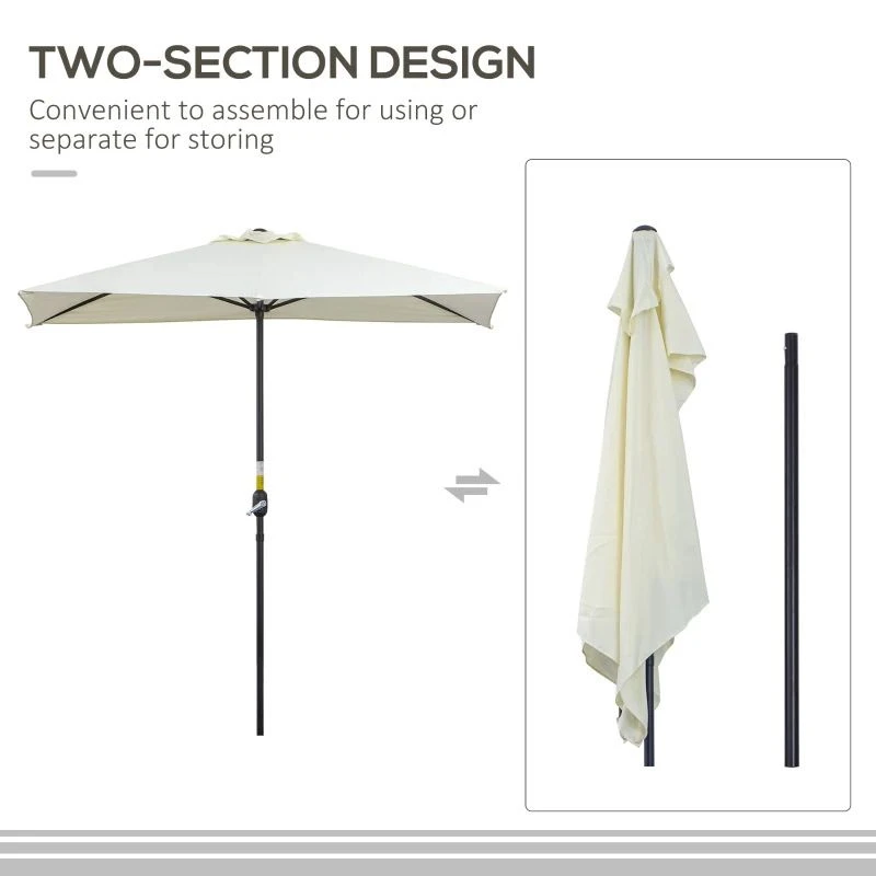 Outsunny 2.3m Half Steel Frame Outdoor Parasol - Beige - 84D-074BG - Image 8