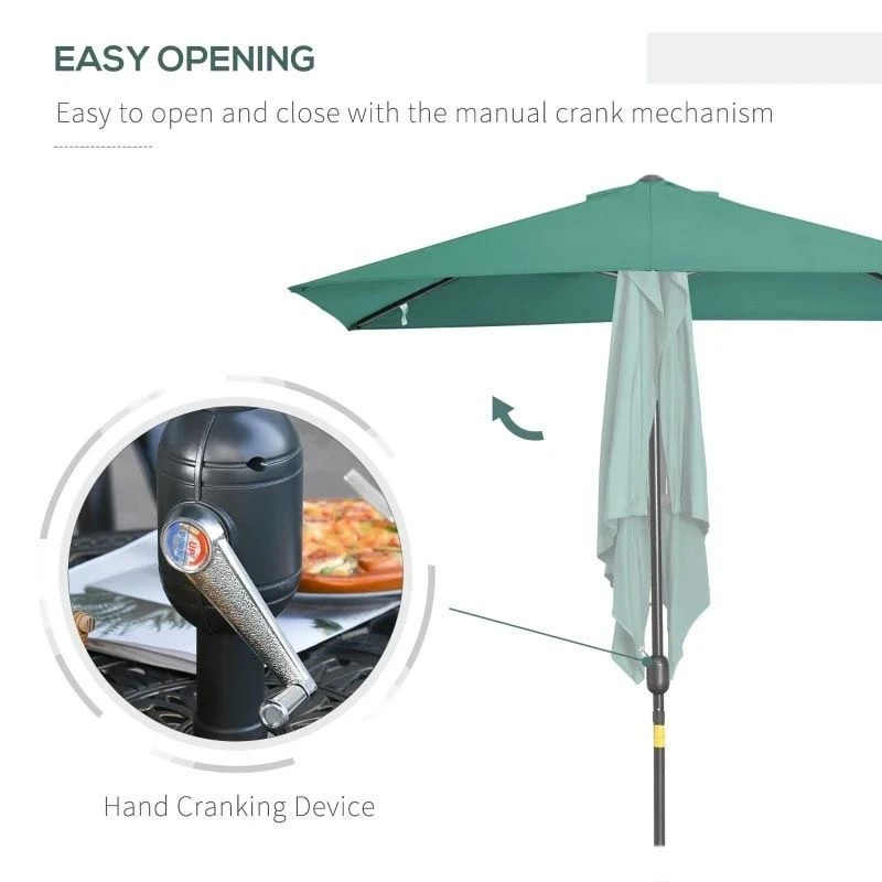 Outsunny 2.3m Half Round Parasol - Green - 84D-074GN - Image 5