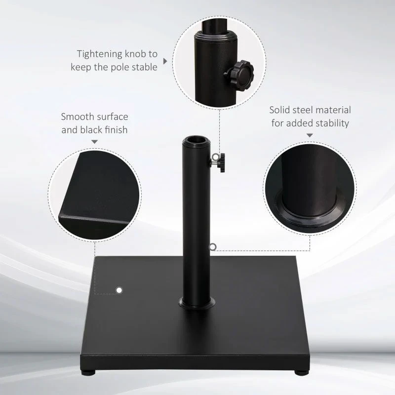 Outsunny Steel Heavy Duty Adjustable Parasol Base - Black - 84D-077 - Image 7