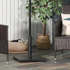 Outsunny Steel Heavy Duty Adjustable Parasol Base - Black - 84D-077