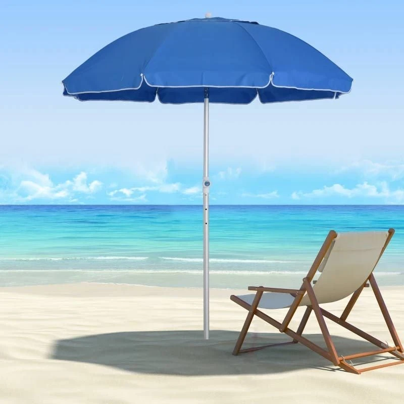 Outsunny 1.9m Beach Umbrella With Adjustable Angle Pointed Design Carry Bag - Blue - 84D-092BU - Image 3