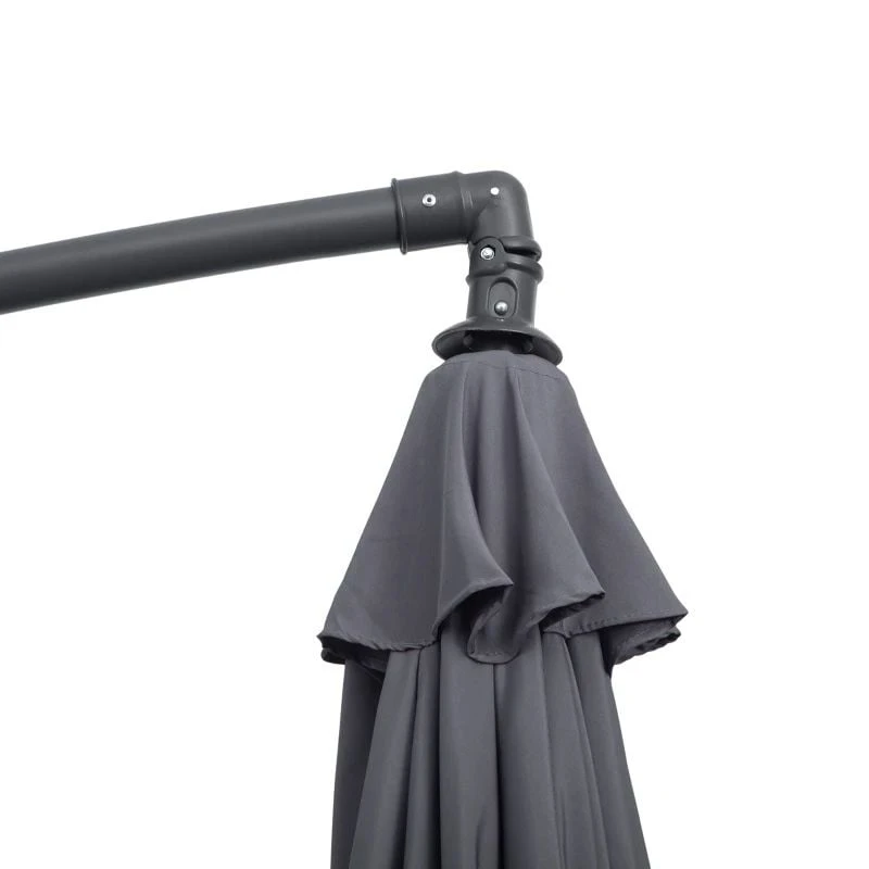 Outsunny 3m Banana Hanging Cantilever Parasol With Crank Handle And Cross Base - Grey - 84D-096GY - Image 5