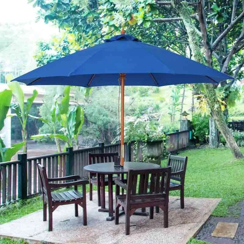 Outsunny 2.5m Wooden Garden Parasol - Blue - 84D-097BU - Image 4