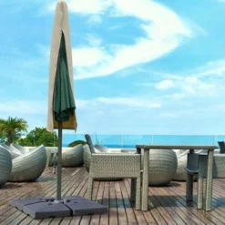 Outsunny Cantilever Umbrella Cover UV Protector With Rod & Zipper - Beige - 84D-102CF