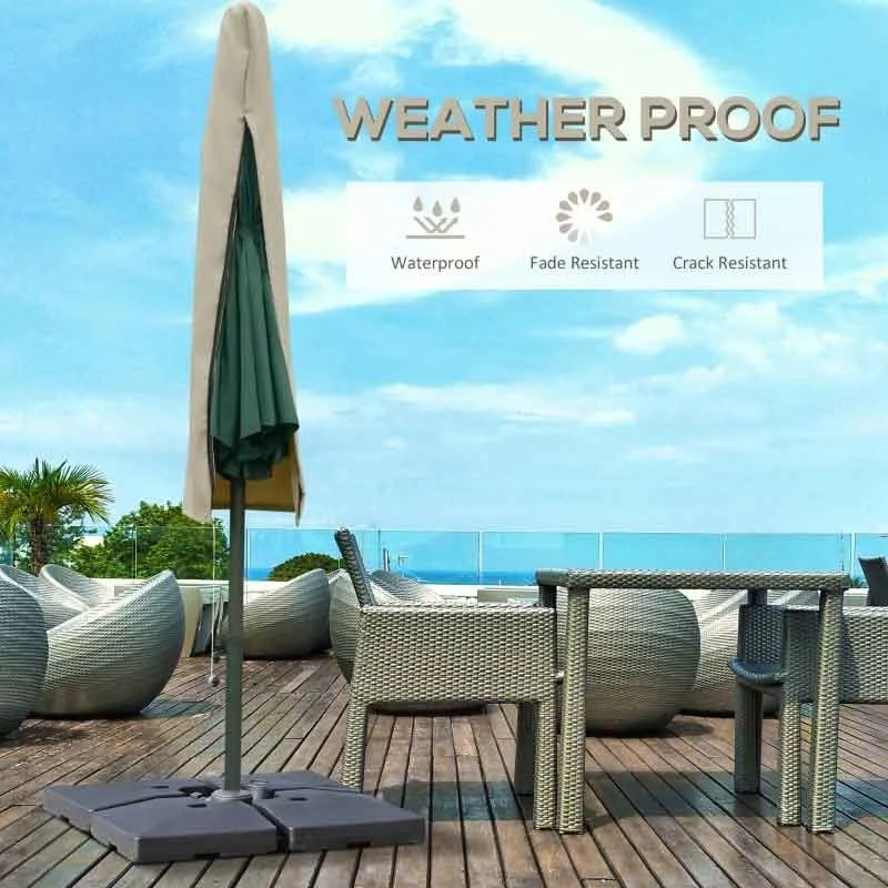 Outsunny Cantilever Umbrella Cover UV Protector With Rod & Zipper - Beige - 84D-102CF - Image 7